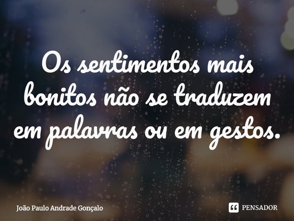 ⁠Os sentimentos mais bonitos não se traduzem em palavras ou em gestos.... Frase de João Paulo Andrade Gonçalo.