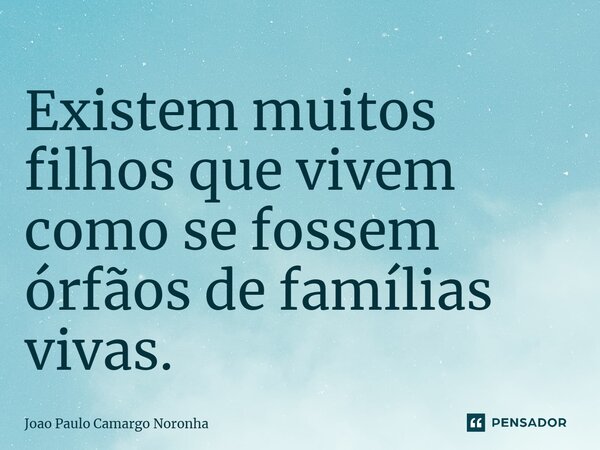 ⁠Existem muitos filhos que vivem como se fossem órfãos de famílias vivas.... Frase de João Paulo Camargo Noronha.
