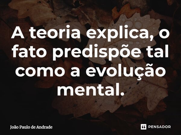 ⁠A teoria explica, o fato predispõe tal como a evolução mental.... Frase de João Paulo de Andrade.