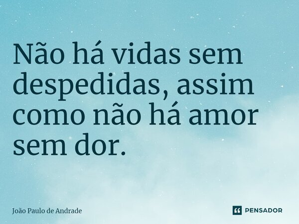 ⁠Não há vidas sem despedidas, assim como não há amor sem dor.... Frase de João Paulo de Andrade.