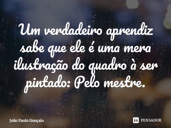 ⁠Um verdadeiro aprendiz sabe que ele é uma mera ilustração do quadro à ser pintado: Pelo mestre.... Frase de João Paulo Gonçalo.