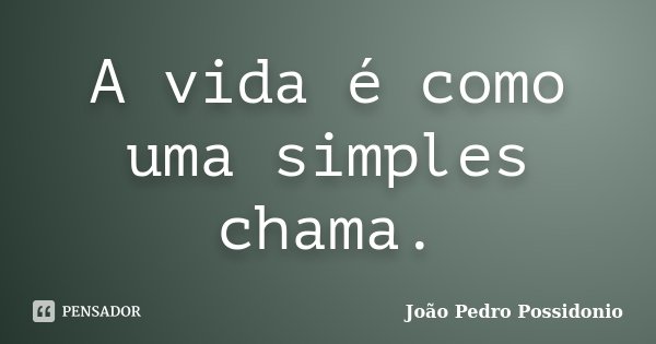 A vida é como uma simples chama.... Frase de João Pedro Possidonio.