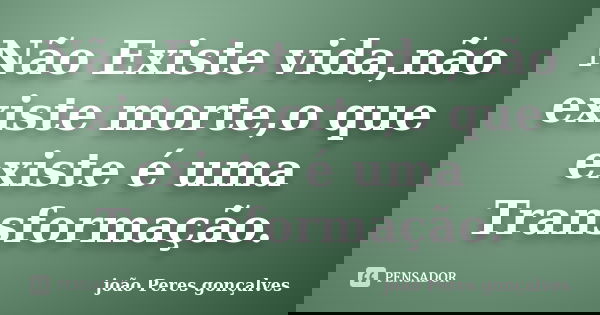 Não Existe vida,não existe morte,o que existe é uma Transformação.... Frase de joão Peres gonçalves.