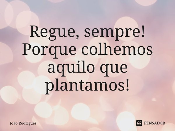 ⁠Regue, sempre!
Porque colhemos aquilo que plantamos!... Frase de joão rodrigues.