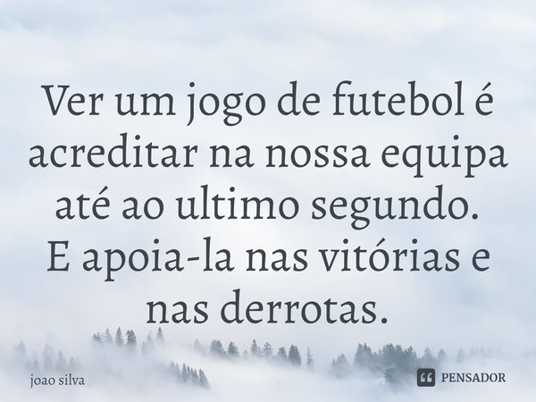 ⁠Ver um jogo de futebol é acreditar na nossa equipa até ao ultimo segundo.
E apoia-la nas vitórias e nas derrotas.... Frase de João Silva.