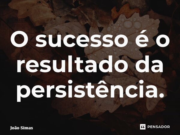 ⁠O sucesso é o resultado da persistência.... Frase de Joao Simas.
