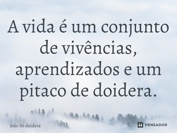 A vida é um conjunto de vivências, aprendizados e um pitaco de doidera.⁠... Frase de João Só doidera.