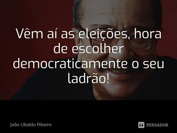 ⁠Vêm aí as eleições, hora de escolher democraticamente o seu ladrão!... Frase de João Ubaldo Ribeiro.