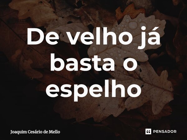 ⁠De velho já basta o espelho... Frase de Joaquim Cesário de Mello.