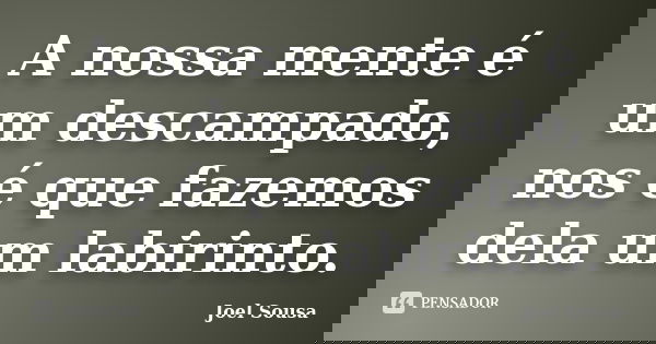A nossa mente é um descampado, nos é que fazemos dela um labirinto.... Frase de Joel Sousa.