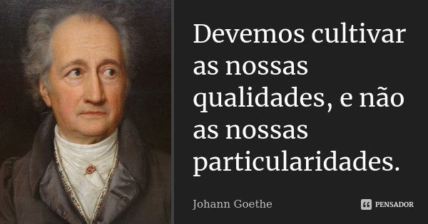 Devemos cultivar as nossas qualidades, e não as nossas particularidades.... Frase de Johann Goethe.