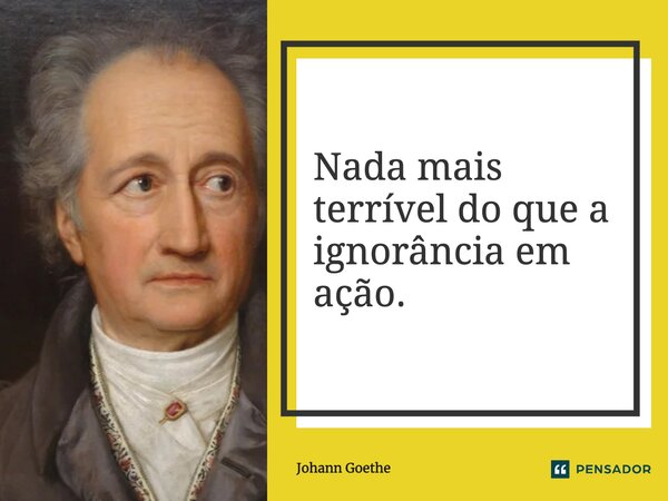 Nada mais terrível do que a ignorância em ação.... Frase de Johann Goethe.