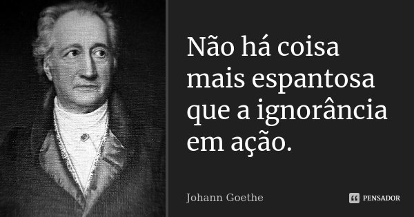 Não há coisa mais espantosa que a ignorância em ação.... Frase de Johann Goethe.