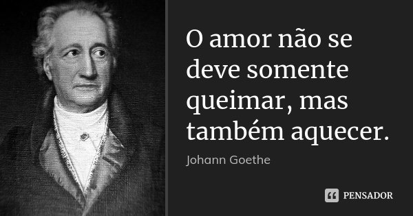 O amor não se deve somente queimar, mas também aquecer.... Frase de Johann Goethe.