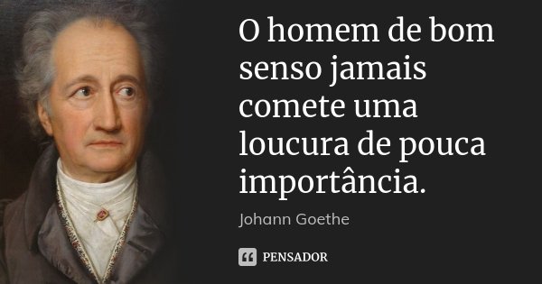 O homem de bom senso jamais comete uma loucura de pouca importância.... Frase de Johann Goethe.