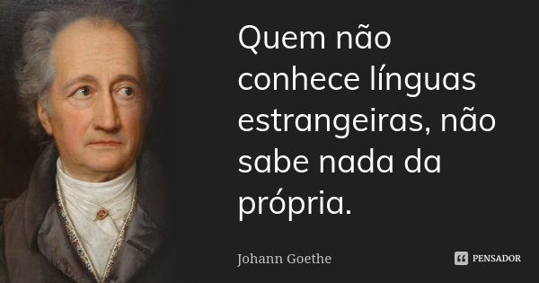 Quem não conhece línguas estrangeiras, não sabe nada da própria.... Frase de Johann Goethe.