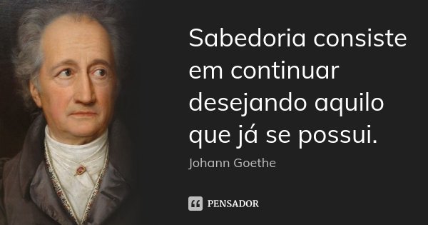 Sabedoria consiste em continuar desejando aquilo que já se possui.... Frase de Johann Goethe.