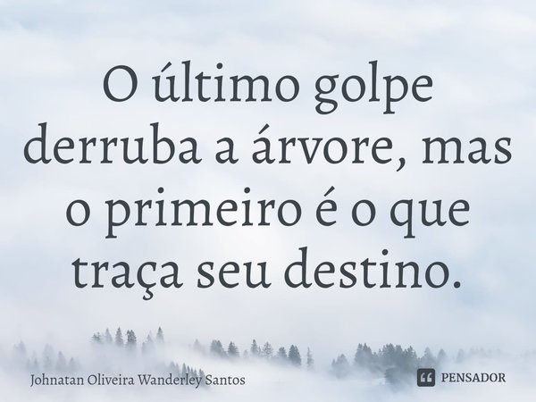 ⁠O último golpe derruba a árvore, mas o primeiro é o que traça seu destino.... Frase de Johnatan Oliveira Wanderley Santos.