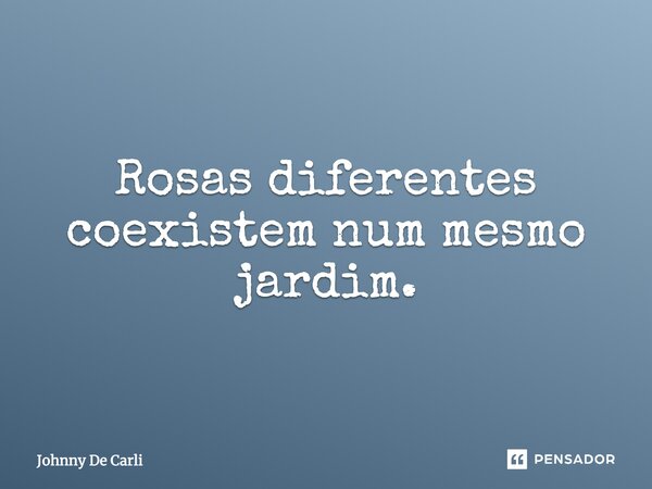 Rosas diferentes coexistem num mesmo jardim.... Frase de Johnny De Carli.