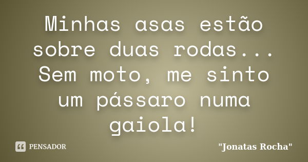 Minhas asas estão sobre duas rodas... Sem moto, me sinto um pássaro numa gaiola!... Frase de 