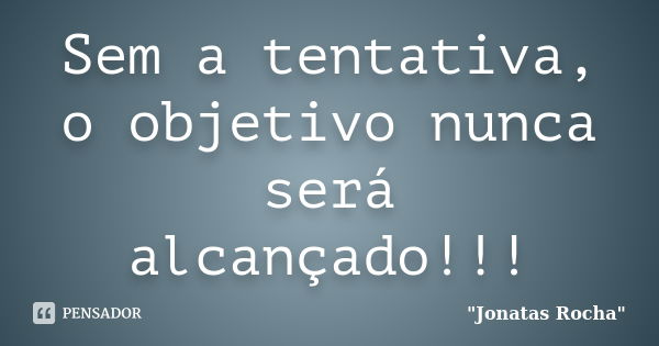 Sem a tentativa, o objetivo nunca será alcançado!!!... Frase de 