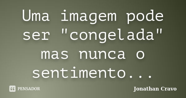 Uma imagem pode ser "congelada" mas nunca o sentimento...... Frase de Jonathan Cravo.