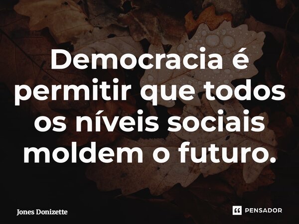 ⁠Democracia é permitir que todos os níveis sociais moldem o futuro.... Frase de Jones Donizette.