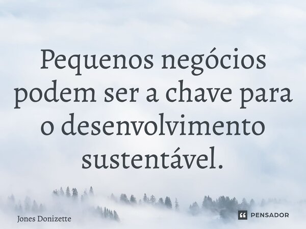 ⁠Pequenos negócios podem ser a chave para o desenvolvimento sustentável.... Frase de Jones Donizette.