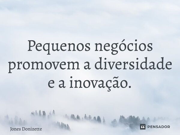 ⁠Pequenos negócios promovem a diversidade e a inovação.... Frase de Jones Donizette.