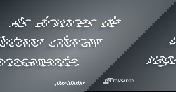 As árvores de Outono choram vagarosamente.... Frase de Joni Baltar.