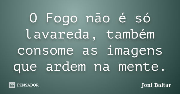 O Fogo não é só lavareda, também consome as imagens que ardem na mente.... Frase de Joni Baltar.