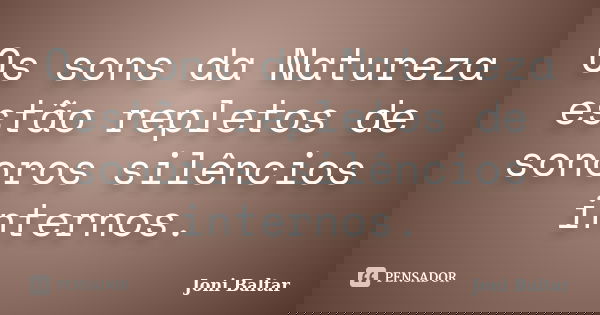Os sons da Natureza estão repletos de sonoros silêncios internos.... Frase de Joni Baltar.