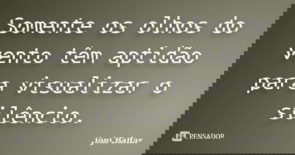 Somente os olhos do vento têm aptidão para visualizar o silêncio.... Frase de Joni Baltar.