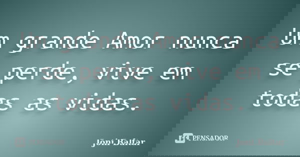 Um grande Amor nunca se perde, vive em todas as vidas.... Frase de Joni Baltar.