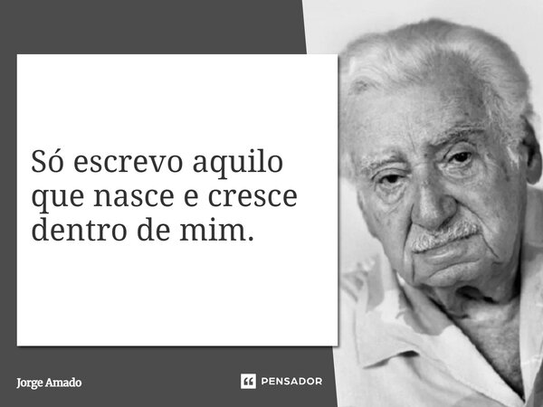 Só escrevo aquilo que nasce e cresce dentro de mim.... Frase de Jorge Amado.