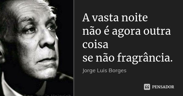 A vasta noite
não é agora outra coisa
se não fragrância.... Frase de Jorge Luis Borges.