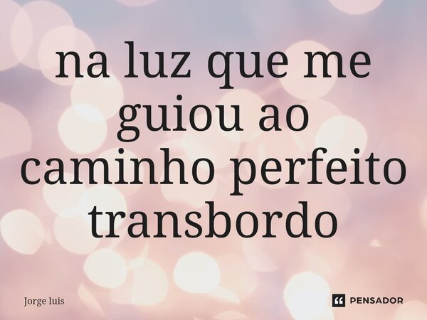 ⁠na luz que me guiou ao caminho perfeito transbordo... Frase de Jorge Luis.