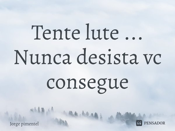 Tente! Lute! Nunca desista! Você consegue⁠!... Frase de Jorge pimentel.