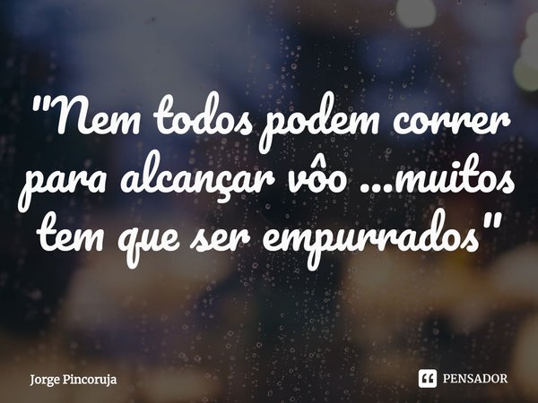 ⁠"Nem todos podem correr para alcançar vôo ...muitos tem que ser empurrados "... Frase de Jorge Pincoruja.