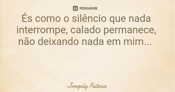 És como o silêncio que nada interrompe, calado permanece, não deixando nada em mim...... Frase de Jorgely Feitosa.
