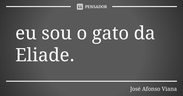 eu sou o gato da Eliade.... Frase de José Afonso Viana.