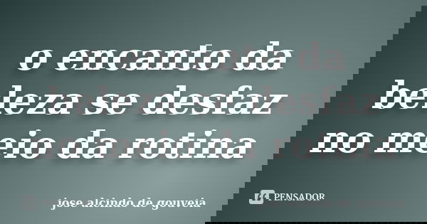 o encanto da beleza se desfaz no meio da rotina... Frase de jose alcindo de gouveia.