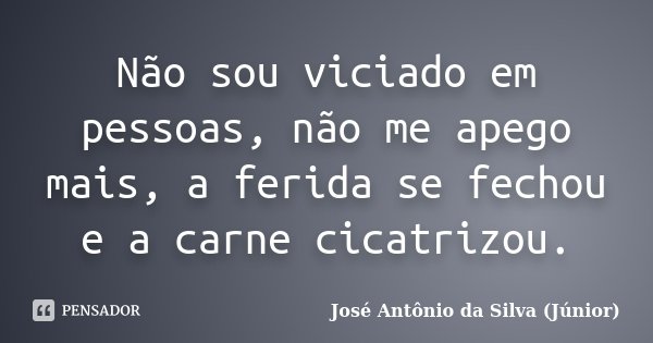 Não sou viciado em pessoas, não me apego mais, a ferida se fechou e a carne cicatrizou.... Frase de José Antônio da Silva (Júnior).