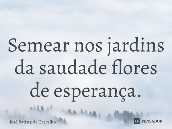 ⁠Semear nos jardins da saudade flores de esperança.... Frase de José Batista de Carvalho.