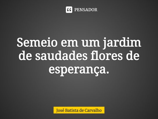 ⁠Semeio em um jardim de saudades flores de esperança.... Frase de José Batista de Carvalho.