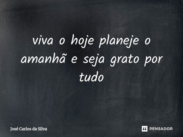 ⁠viva o hoje planeje o amanhã e seja grato por tudo... Frase de José Carlos da Silva.