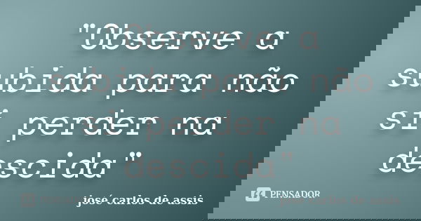 "Observe a subida para não si perder na descida"... Frase de josé carlos de assis.
