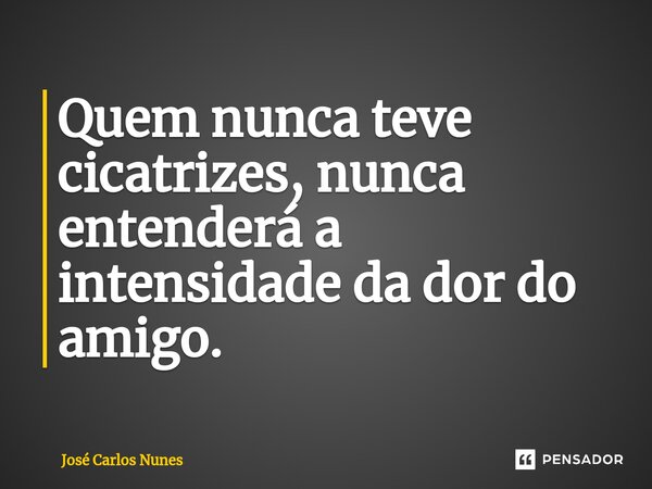 Quem nunca teve cicatrizes, nunca entenderá a intensidade da dor do amigo.... Frase de José Carlos Nunes.