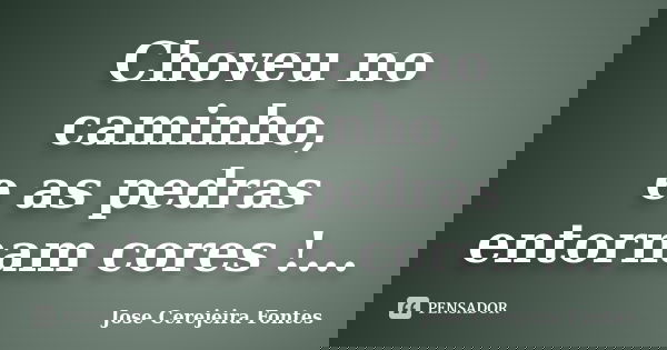 Choveu no caminho, e as pedras entornam cores !...... Frase de jose cerejeira fontes.