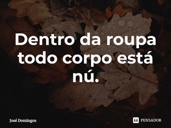 ⁠Dentro da roupa todo corpo está nú.... Frase de José Domingos.